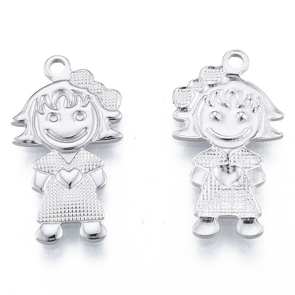 

PandaHall 304 Stainless Steel Pendants, Girl, Stainless Steel Color, 22x12x1.5mm, Hole: 1.6mm 304 Stainless Steel Human