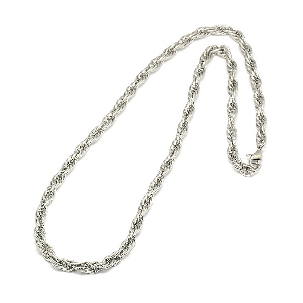 

PandaHall Fashionable 304 Stainless Steel Rope Chain Necklaces, with Lobster Claw Clasps, Stainless Steel Color, 21 inch~22 inch...