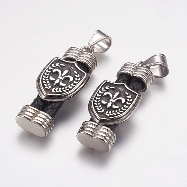 

PandaHall 304 Stainless Steel Pendants, with Leather Cord, Rectangle with Badge, Black, Antique Silver & Stainless Steel Color, 43x17x9mm...