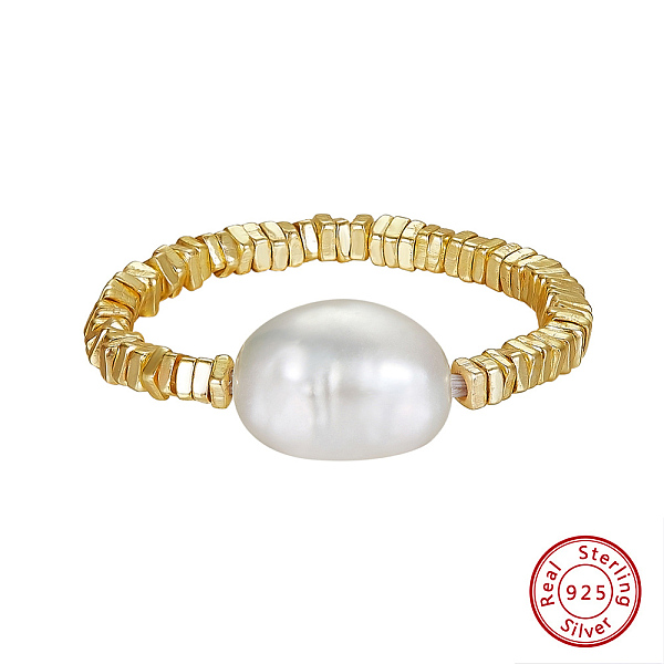 

PandaHall 925 Sterling Silver with Natural Baroque Pearls Rings, Oval, Real 14K Gold Plated, Inner Diameter: 18mm Sterling Silver Oval Gold