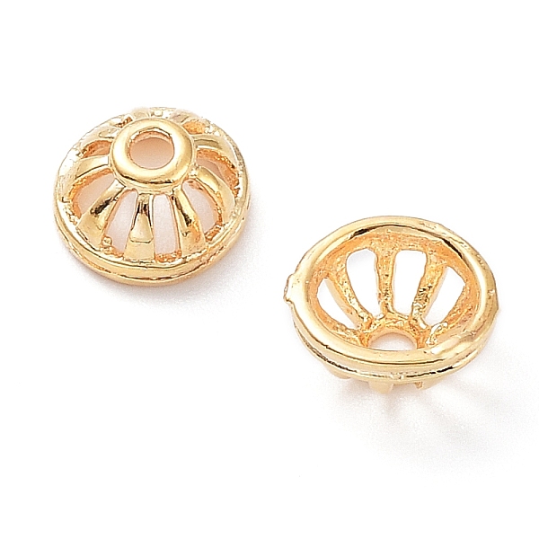

PandaHall Brass Bead Caps, Apetalous, Flat Round, Real 18K Gold Plated, 8.5x4mm, Hole: 1.8mm Brass