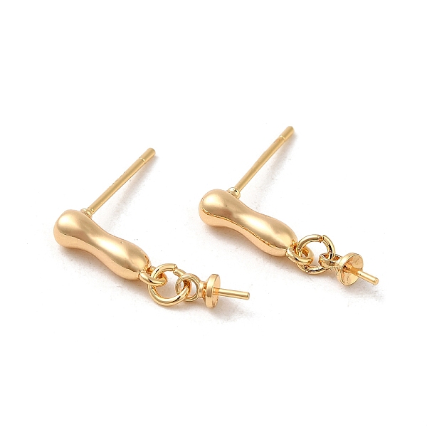 

PandaHall Brass Stud Earring Findings, with 925 Sterling Silver Pins, for Half Drilled Beads, Real 18K Gold Plated, 18.5mm, Pin: 12x0.8mm...