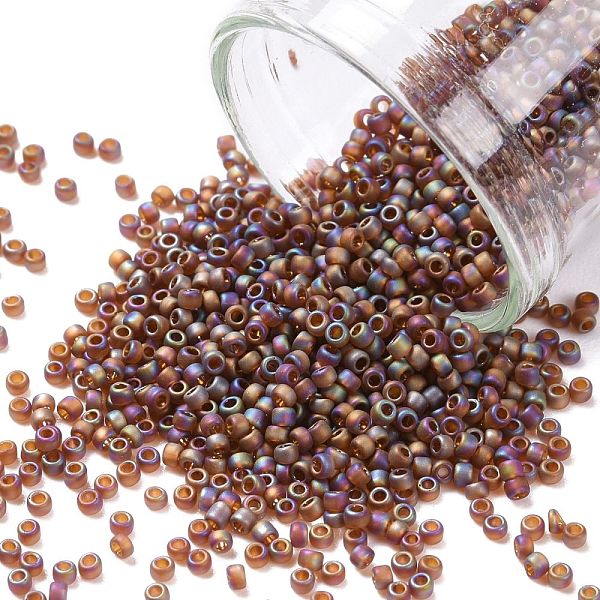 

PandaHall TOHO Round Seed Beads, Japanese Seed Beads, (177F) Transparent AB Frost Smoky Topaz, 15/0, 1.5mm, Hole: 0.7mm, about..., Brown