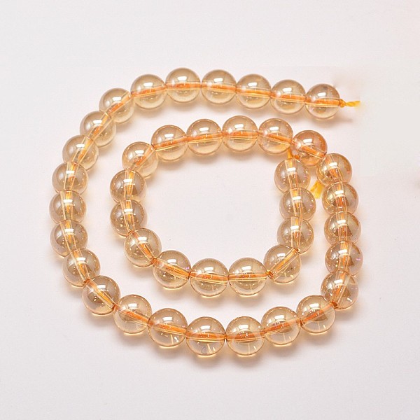

PandaHall Electroplated Synthetic Quartz Bead Strands, Round, AB Color Plated, Sandy Brown, 8mm, Hole: 1mm, about 50pcs/strand, 15.7 inch...