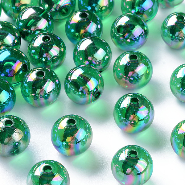 

PandaHall Transparent Acrylic Beads, AB Color Plated, Round, Green, 16x15mm, Hole: 2.8mm Acrylic Round Green