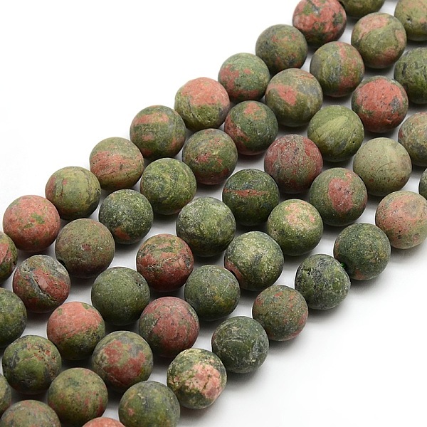 

PandaHall Natural Frosted Unakite Round Bead Strands, 10mm, Hole: 1mm, about 37~39pcs/strand, 14.9~15.6 inch Unakite Round