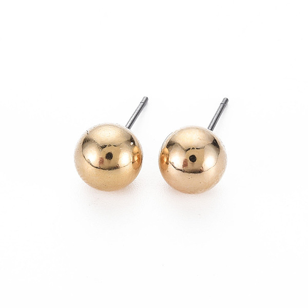

PandaHall ABS Plastic Pearl Ball Stud Earrings for Women, Cadmium Free & Lead Free, Light Gold, 8mm, Pin: 0.6mm Plastic Round