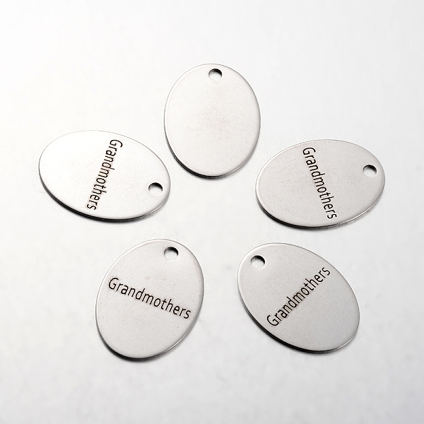 

PandaHall Mother's Day Theme, Spray Painted Stainless Steel Family Theme Pendants, Oval with Word Grandmothers, Stainless Steel Color...