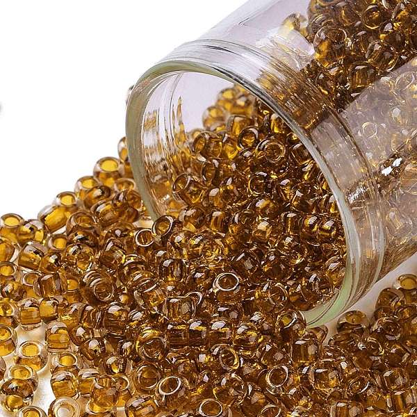 

PandaHall TOHO Round Seed Beads, Japanese Seed Beads, (2156) Inside Color Crystal/Golden Amber, 8/0, 3mm, Hole: 1mm, about 222pcs/bottle..., Brown