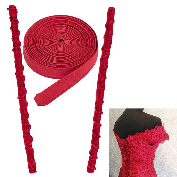 PandaHall BENECREAT 1 Set Wedding Dress Zipper Replacement, Red Adjustable DIY Craft Corset Back Kit Dress Accessories for Prom Dress Strap...