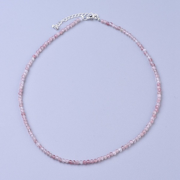 

PandaHall Natural Strawberry Quartz Beaded Necklaces, with Brass Lobster Claw Clasps, Faceted Round Beads, 16.5 inch~16.7 inch...