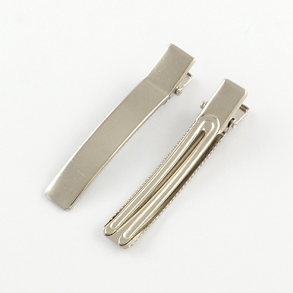 

PandaHall Iron Hair Accessories Findings, Alligator Hair Clip Findings, Platinum, 60x10mm Iron