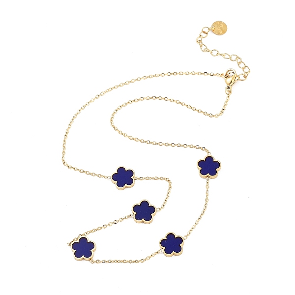 

PandaHall Golden 304 Stainless Steel Necklace, Resin Flower Necklaces, Blue, 15.67~15.87 inch(39.8~40.3cm) 304 Stainless Steel Flower Blue