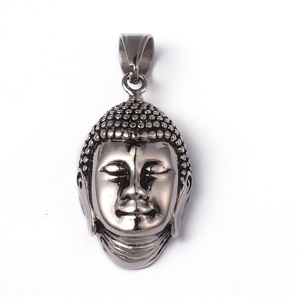 

PandaHall 316 Surgical Stainless Steel Pendants, Buddha Head, Antique Silver, 38x22x12mm, Hole: 10x6mm 316 Surgical Stainless Steel Human