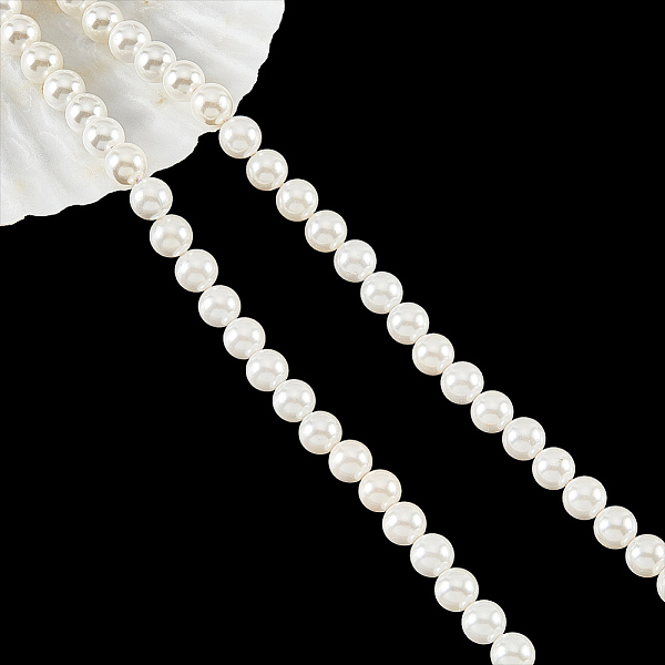 

PandaHall About 94 Pcs Natural Shell Pearl, 8mm Antique White Pearl Strands Round Loose Beads Mother of Pearl Shell Bead for Jewelry Craft...