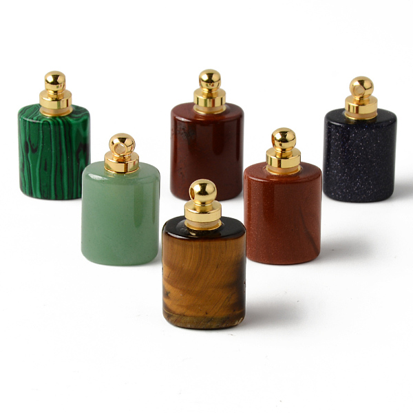 

PandaHall Natural & Synthetic Mixed Gemstone Openable Perfume Bottle Pendants, with Brass Findings, Rectangle, Golden...