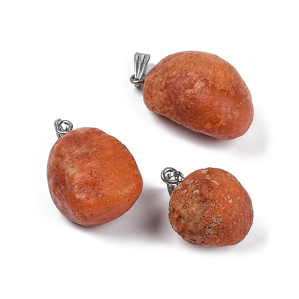 

PandaHall Natural Agate Pendants, Nuggets Charms with Stainless Steel Color 201 Stainless Steel Snap on Bails, 23.5~33x17.5~19.5x16mm, Hole...