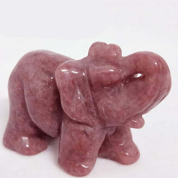 

PandaHall Natural Strawberry Quartz Carved Healing Elephant Figurines, Reiki Stones Statues for Energy Balancing Meditation Therapy...
