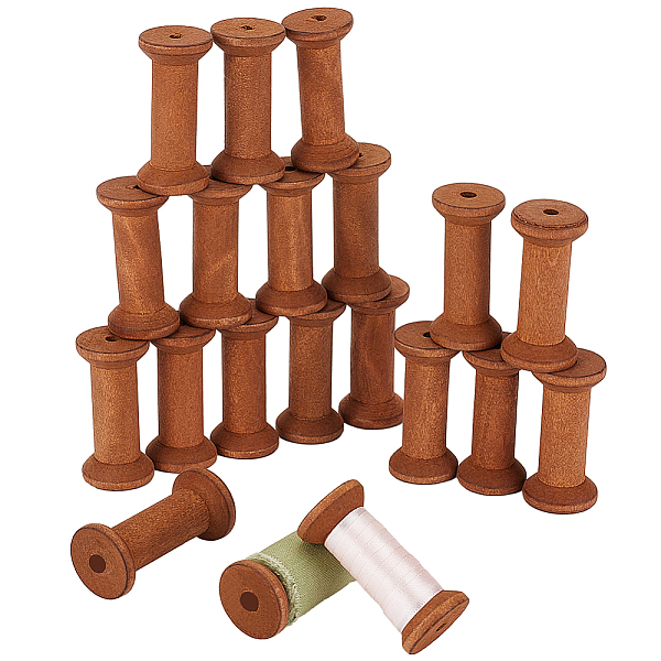 

PandaHall OLYCRAFT 20pcs Camel Wooden Spools 2.4x1.1 inch Unfinished Empty Thread Spool Mini Wood Bobbins Wooden Empty Spools Natural Wire..., Brown