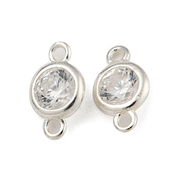 

PandaHall 925 Sterling Silver Connector Charms, with Cubic Zirconia, Flat Round, Silver, 8.8x5x2.6mm, Hole: 1mm Sterling Silver Flat Round..., Clear