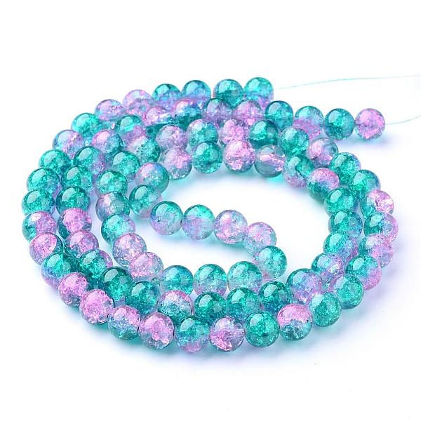 

PandaHall Spray Painted Crackle Glass Beads Strands, Round, Two Tone, Dark Cyan, 10mm, Hole: 1.3~1.6mm, about 80pcs/strand, 31.4 inch Glass...