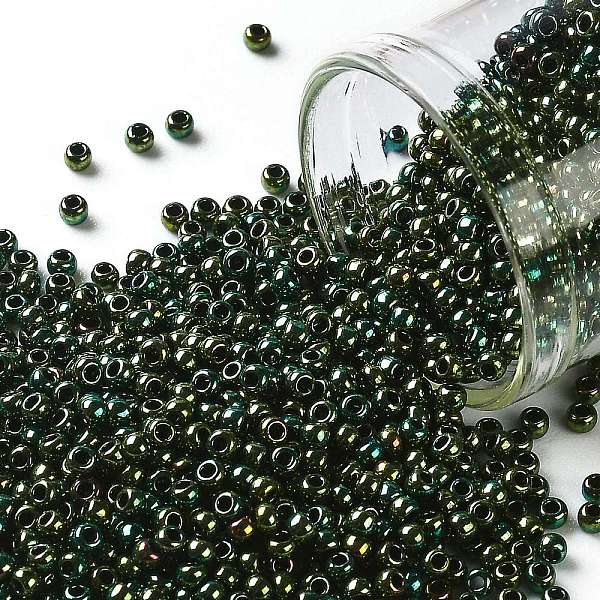 

PandaHall TOHO Round Seed Beads, Japanese Seed Beads, (507) Green Iris Higher Metallic, 11/0, 2.2mm, Hole: 0.8mm, about 1110pcs/10g Glass...