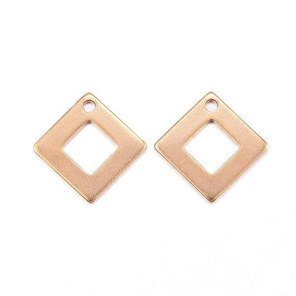 

PandaHall Ion Plating(IP) 304 Stainless Steel Charms, Rhombus, Golden, 14x14x0.8mm, Hole: 1mm 304 Stainless Steel Rhombus