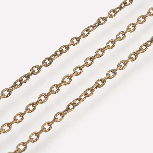 

PandaHall Iron Textured Cable Chains, Unwelded, with Spool, Antique Bronze, 3x2x0.6mm, about 328.08 Feet(100m)/roll Iron