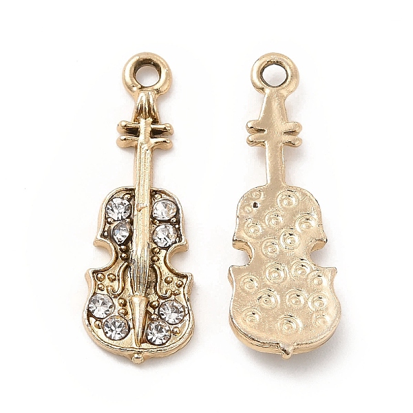 

PandaHall Rack Plating Alloy Rhinestone Pendants, Cadmium Free & Nickel Free & Lead Free, Guitar Charms, Golden, 27x9x3mm, Hole: 1.8mm..., Clear