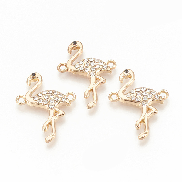 

PandaHall Alloy Rhinestone Links connectors, Flamingo Shape, Golden, 26.5x20x3mm, Hole: 1.6mm Alloy+Rhinestone Bird Clear