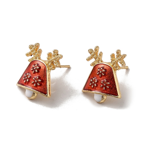 

PandaHall Christmas Bell Alloy Enamel Stud Earrings for Women, with 304 Stainless Steel Pin, Cadmium Free & Nickel Free & Lead Free, Light..., Red
