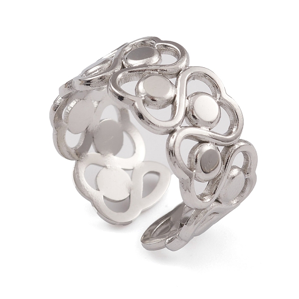 

PandaHall 304 Stainless Steel Cuff Rings, Heart Hollow Out Wide Band Ring for Women, Stainless Steel Color, 9.7mm, Inner Diameter: 17.7mm...