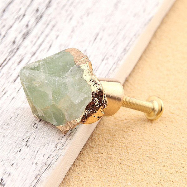 

PandaHall Natural Fluorite Drawer Knob, with Brass Findings and Screws, Cabinet Pulls Handles for Drawer, Doorknob Accessories, Nuggets...