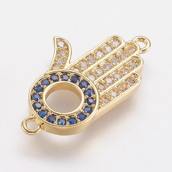 

PandaHall Brass Micro Pave Cubic Zirconia Links, Palm, Real 18K Gold Plated, 21.5x12.5x2mm, Hole: 1mm Brass+Cubic Zirconia Palm