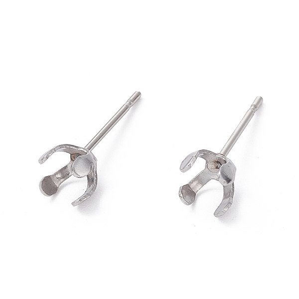 

PandaHall 304 Stainless Steel Stud Earring Findings, Prong Earring Settings, Stainless Steel Color, 14.5x5.5mm, Inner Diameter: 5mm, Pin...