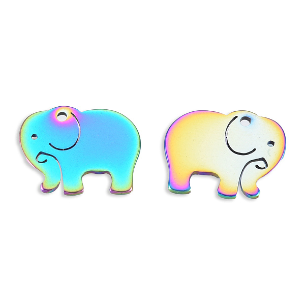 

PandaHall Ion Plating(IP) 201 Stainless Steel Charms, Elephant, Rainbow Color, 12x15x1mm, Hole: 1.2mm 201 Stainless Steel Elephant