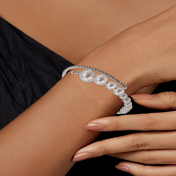 1 bracciale rigido aperto a fascia in lega e resina da donna