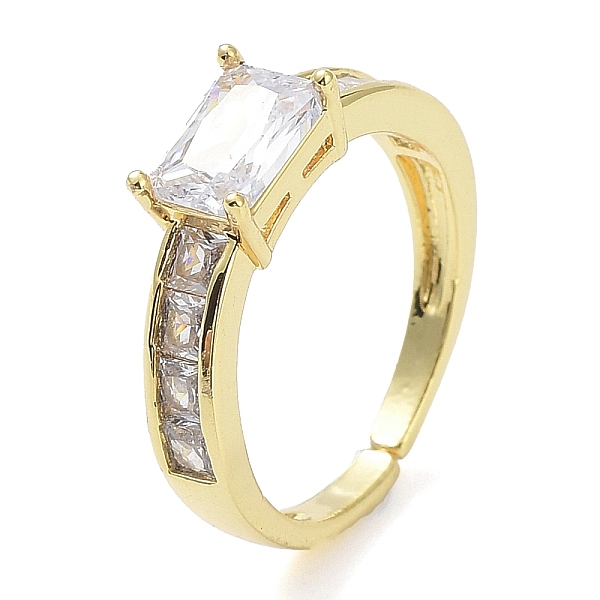 

PandaHall Brass Micro Pave Cubic Zirconia Rings, Long-Lasting Plated, Real 18K Gold Plated, Cadmium Free & Lead Free, Rectangle, Clear...