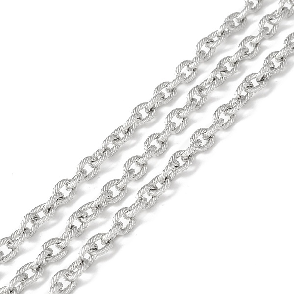 

PandaHall 304 Stainless Steel Cable Chains, Unwelded, with Spool, Textured Oval, Stainless Steel Color, 7x5x1.5mm, about 32.81 Feet...