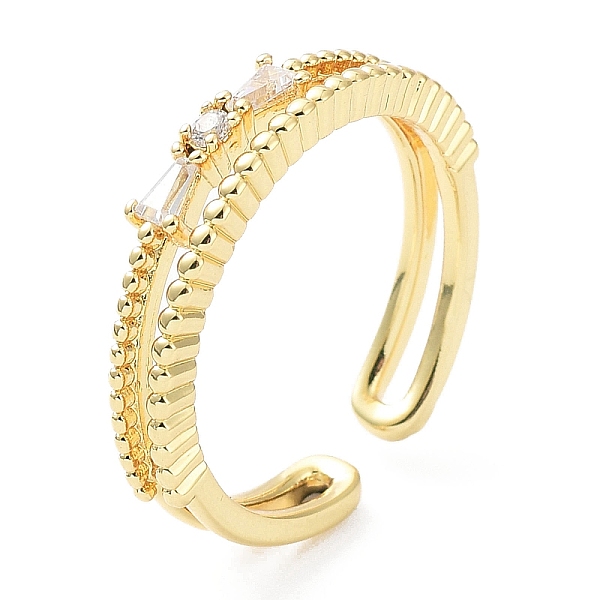 

PandaHall Rack Plating Brass Micro Pave Clear Cubic Zirconia Cuff Rings, Open Ring for Women, Long-Lasting Plated, Golden, 3~4.5mm, Inner...