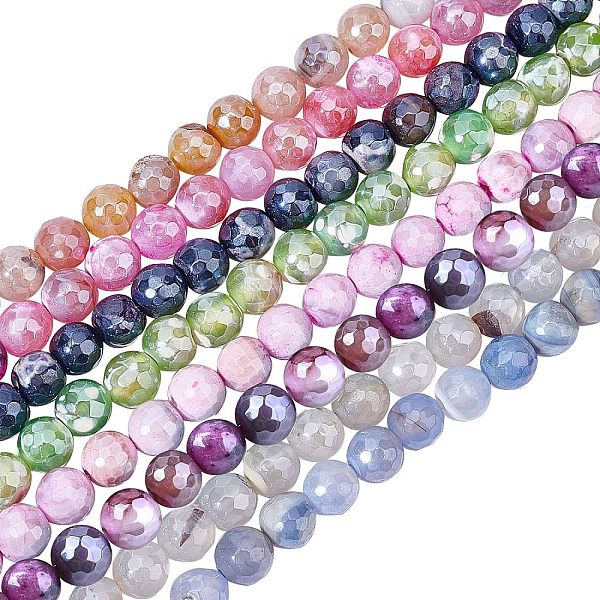 

PandaHall Olycraft 160Pcs 8 Colors Electroplate Natural Agate Beads Strands, Dyed, Faceted, Pearl Luster Plated, Round, Mixed Color..., Multicolor