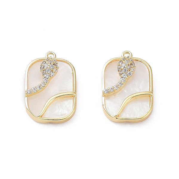 

PandaHall Rack Plating Brass Shell Pendants, with Cubic Zirconia, Long-Lasting Plated, Rectangle Charms, Real 18K Gold Plated, 16x10x4mm...