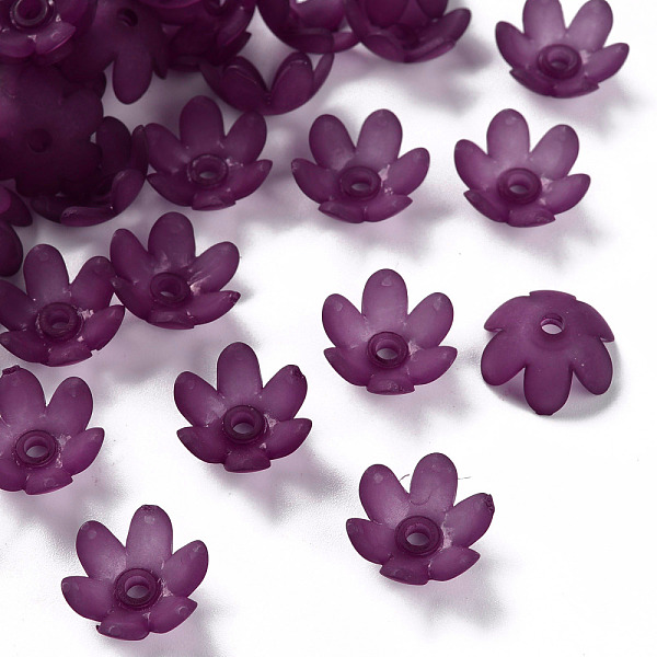 

PandaHall Frosted Acrylic Bead Caps, 6-Petal, Flower, Dark Orchid, 14x6mm, Hole: 2mm, about 1660pcs/500g Acrylic