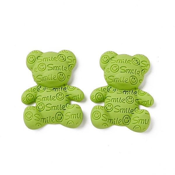 

PandaHall Opaque Resin Cabochons, Bear with Smiling Face Pattern, Yellow Green, 38x31x10mm Resin Bear