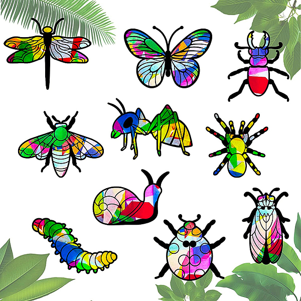 

PandaHall Suncatcher Craft Set, for Kids Window Paint Art Painting, Animal Pattern, 13.8~21x13.1~21cm, about 10pcs/set Paper Other Animal..., Black