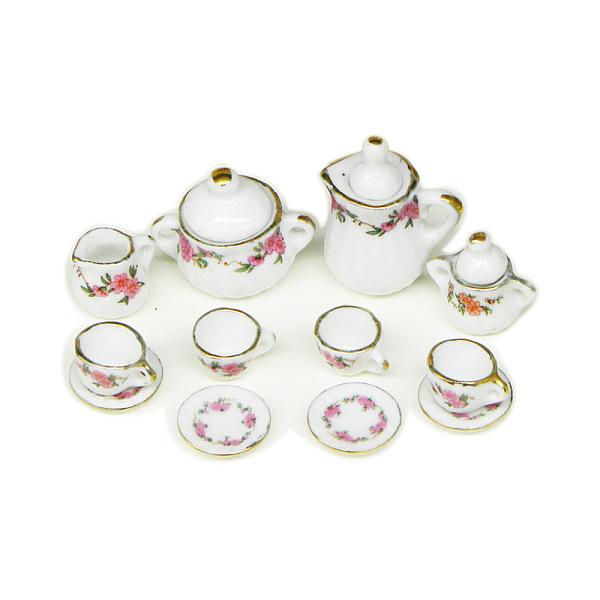 

PandaHall Porcelain Miniature Teapot and Cups Set Ornaments, Micro Landscape Garden Dollhouse Accessories, Pretending Prop Decorations..., White