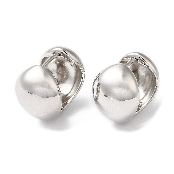 

PandaHall Rack Plating Brass Round Hoop Earrings, Platinum, 17x13mm Brass Others