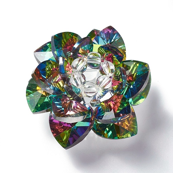 

PandaHall Glass Woven Beads, Cluster Beads, Lotus, Colorful, 47x25mm, Hole: 7mm Glass Flower