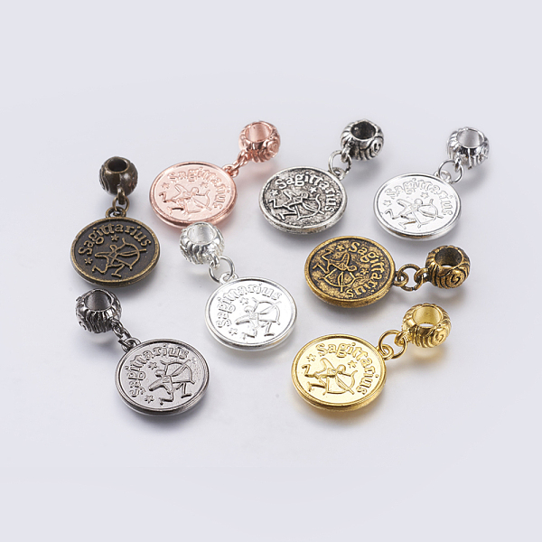 

PandaHall Alloy European Dangle Charms, Large Hole Pendants, Constellation/Zodiac Sign, Mixed Color, with Word Optimistic, Sagittarius, 33mm...