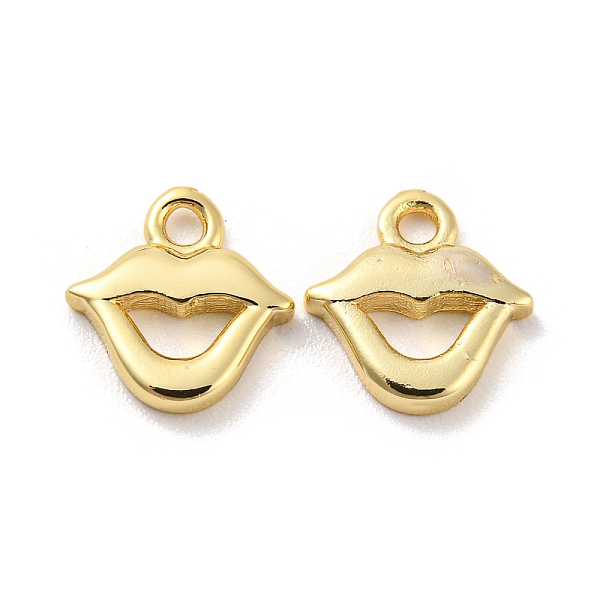 

PandaHall Rack Plating Brass Charms, Long-Lasting Plated, Cadmium Free & Lead Free, Lip Charm, Golden, 8x7.5x1.4mm, Hole: 1.2mm Brass Lip